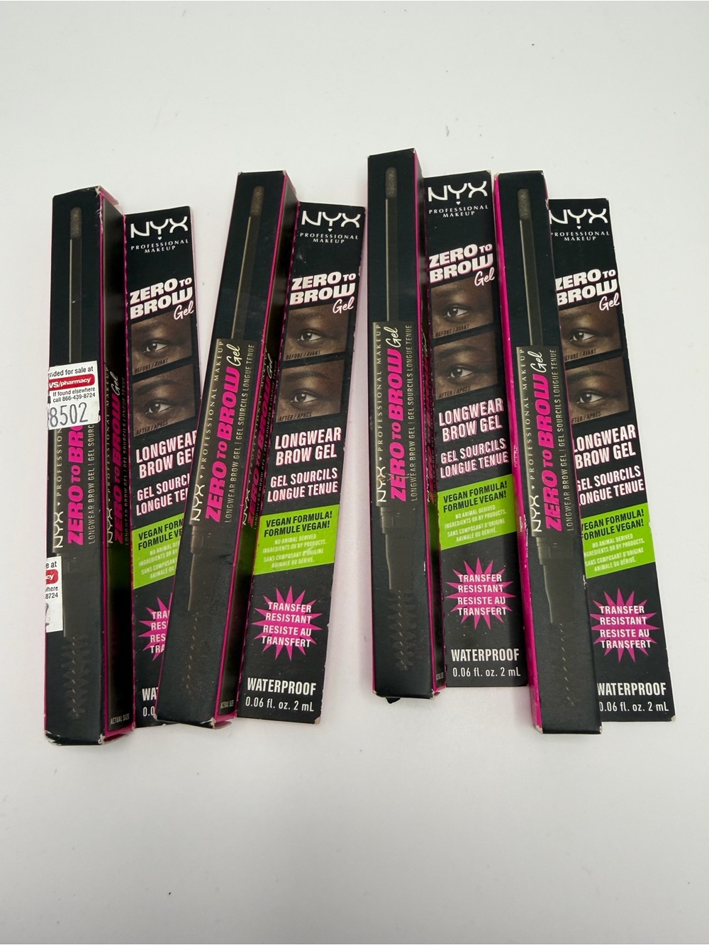4 Pack- NYX Zero to Brow Longwear Brow Gel - Black (Multiple Boxes)